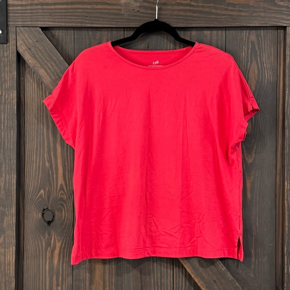 J. Jill Women’s Luxe Supima Relaxed Tee Red Size Medium - Picture 1 of 6